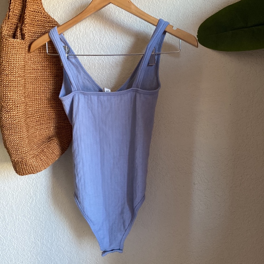 Aura Stretch Bodysuit - Ribbed Powder Blue - Picture 7 of 9